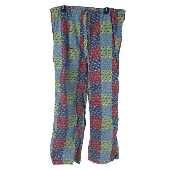Vineyard Vines Pajama Pants Mens Size L Christmas Patchwork 100% Cotton Lounge - Picture 1 of 7